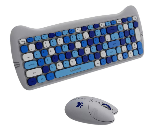 CANYON Zestaw klawiatura i mysz HSET-W6 Blue z podkładką - 1283176 - zdjęcie 2